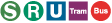 Logo mit den Icons S-Bahn, R-Bahn, U-Bahn, Tram, Bus - Ihren Verkehrsmitteln im VGN-Verbundgebiet